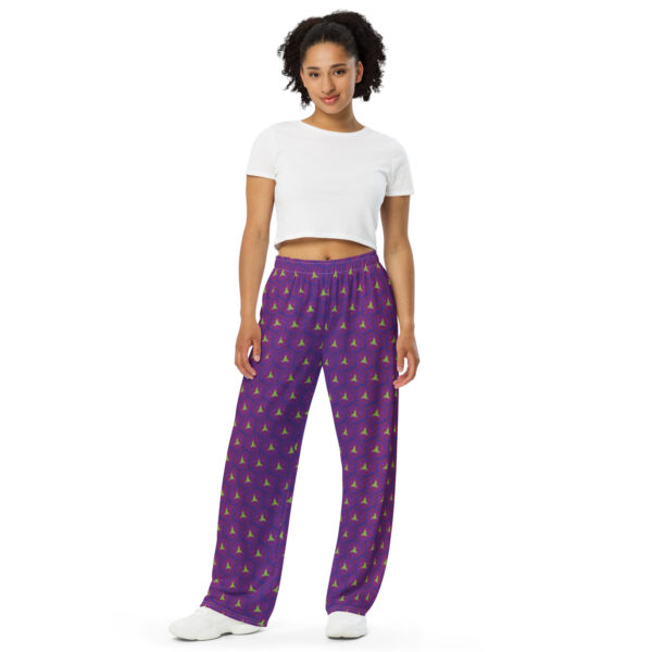 Purple and Green Introversion Wide-leg Trousers - Image 8