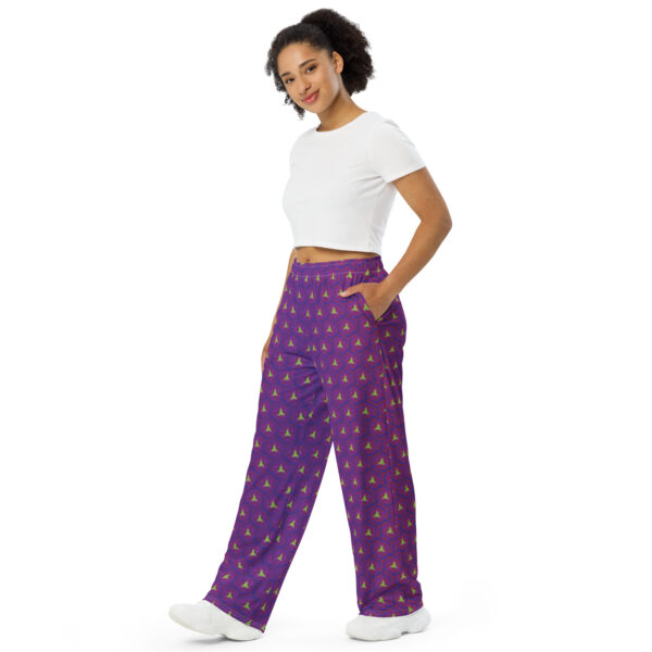 Purple and Green Introversion Wide-leg Trousers - Image 9