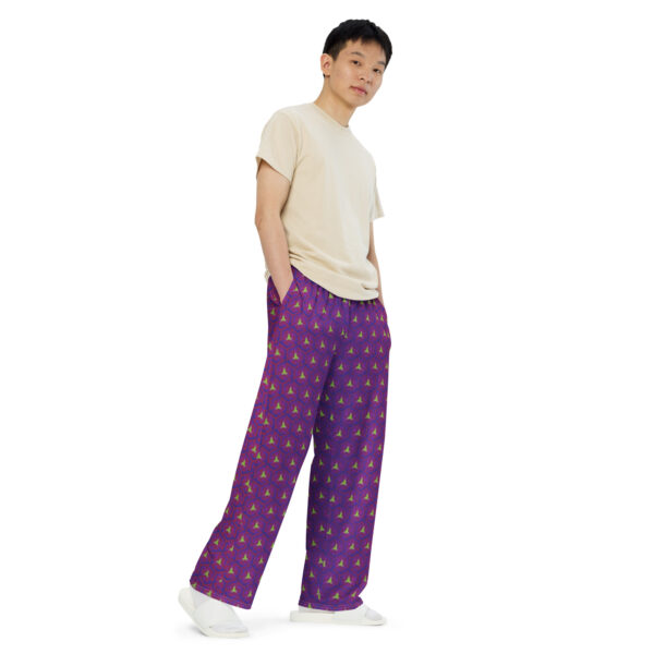 Purple and Green Introversion Wide-leg Trousers - Image 3