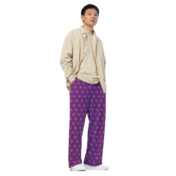 Purple and Green Introversion Wide-leg Trousers - Image 4